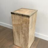 Travertine and brass column by Willy Rizzo