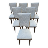 Set of 6 Art Deco chairs in walnut wood