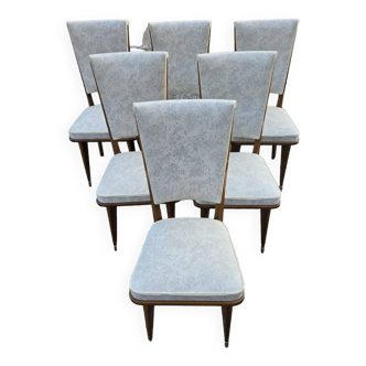 Serie de 6 chaises Art Déco en bois  de noyer