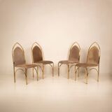 Chaises en daim et laiton 1970 Manufacture italienne