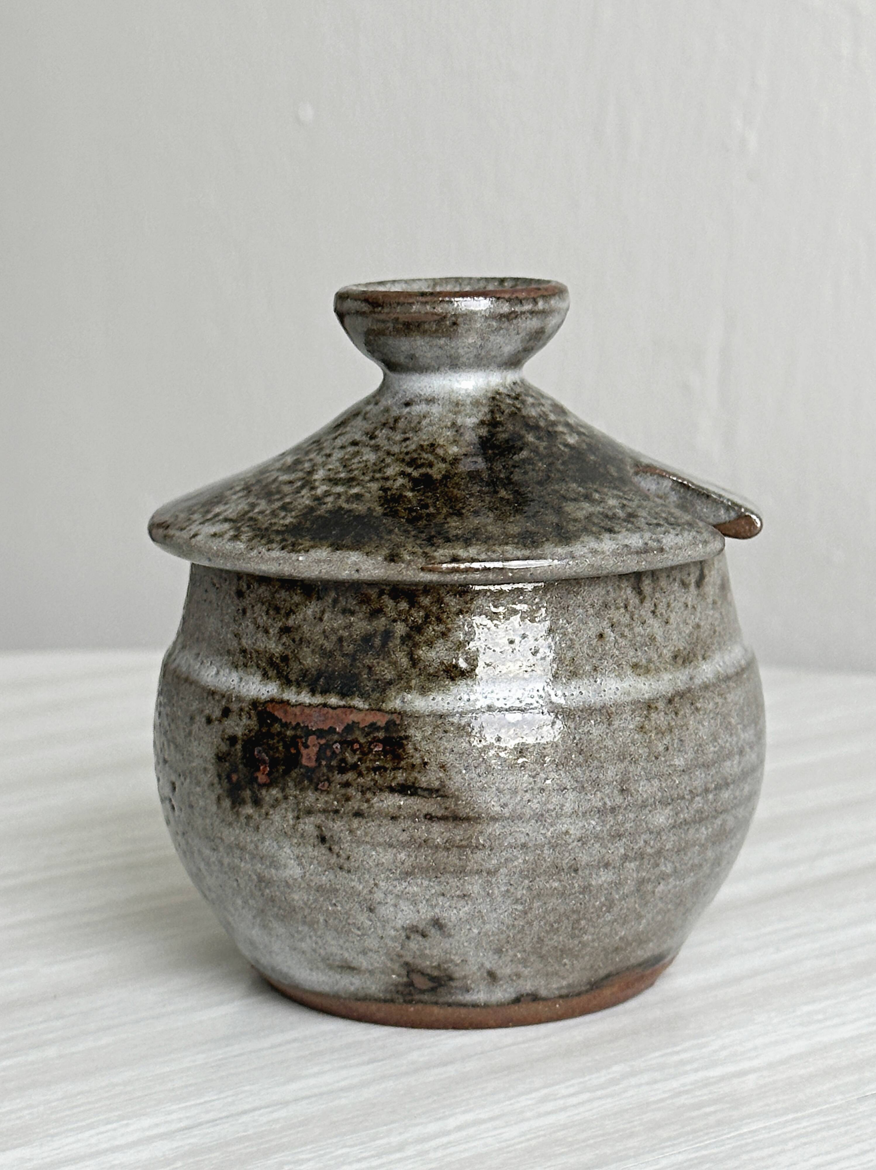 Speckled grey ceramic sugar bowl