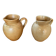 Pair antique cnp village beige & cream stoneware pitchers vintage
