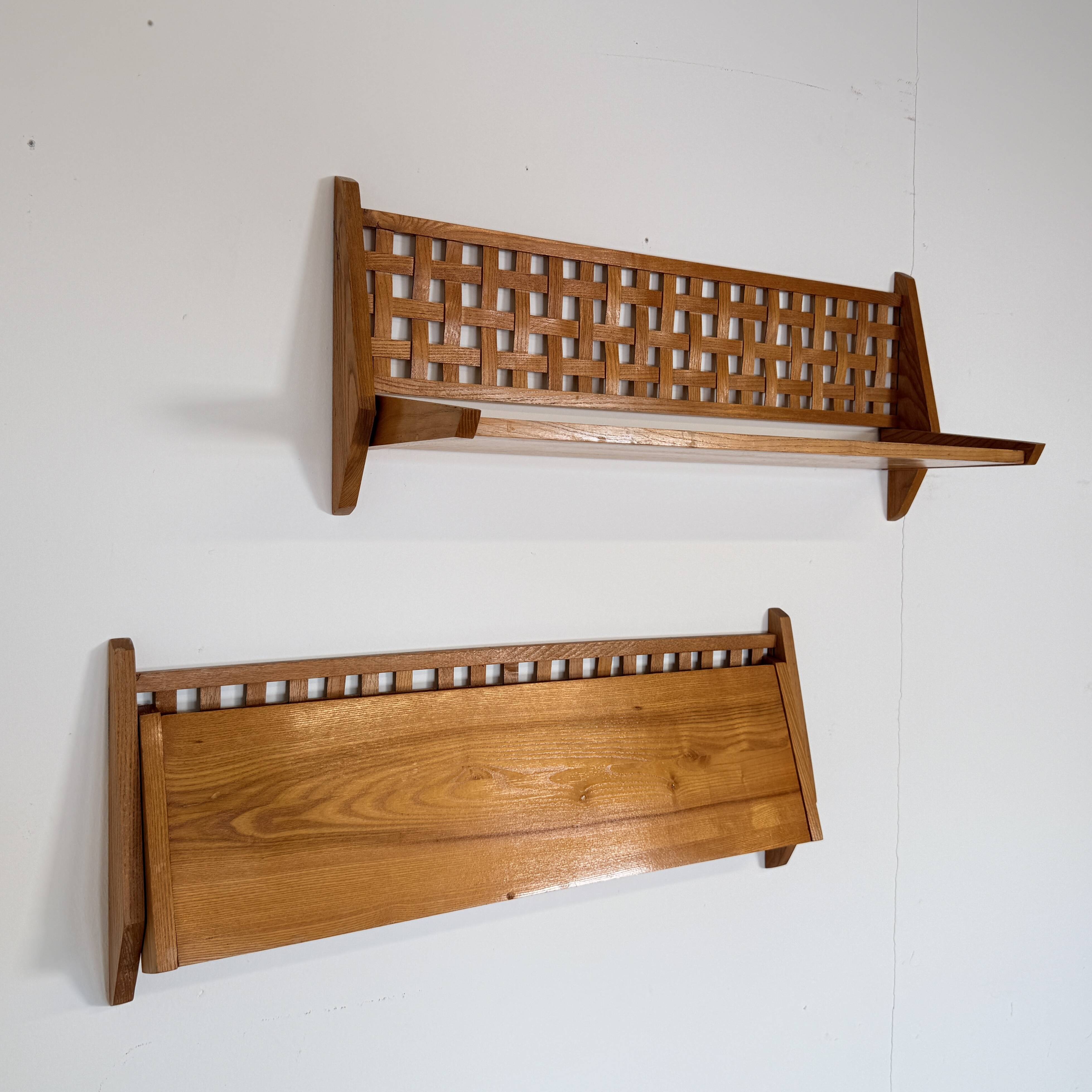 Set of 2 Mid-Century Wall Shelves with Woven Back Panel – ÚLUV