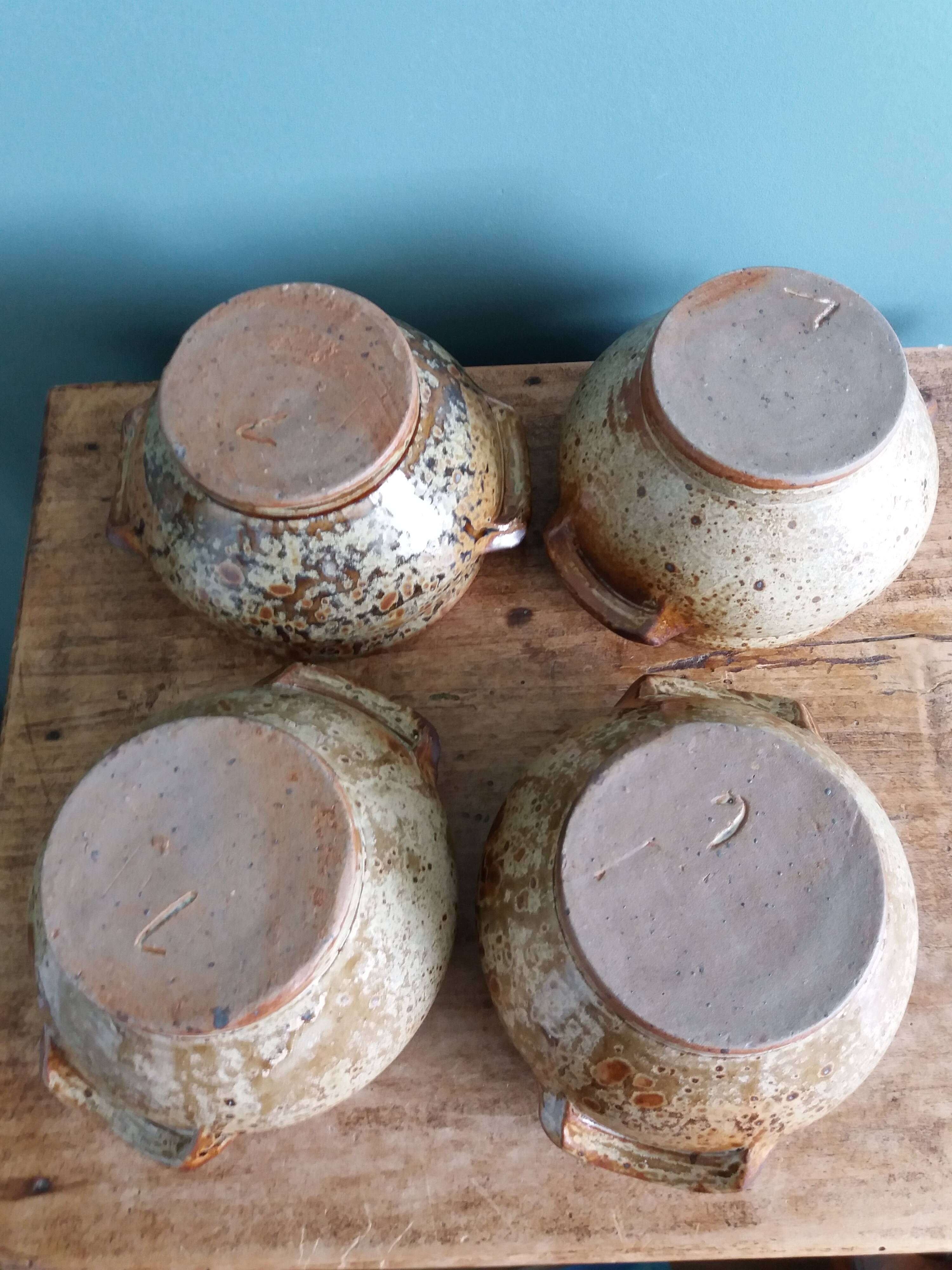 Soup bowls in Puisaye pyrite stoneware by Jean-Pierre Prud'homme