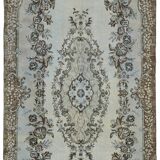 Overdyed Wool Vintage Handmade Carved Rug 169 cm x 288 cm