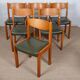 Set of 6 solid elm and leather chairs by Self, 1980.