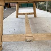 Table de ferme Georges Robert en bois massif brut, 1960, restaurée
