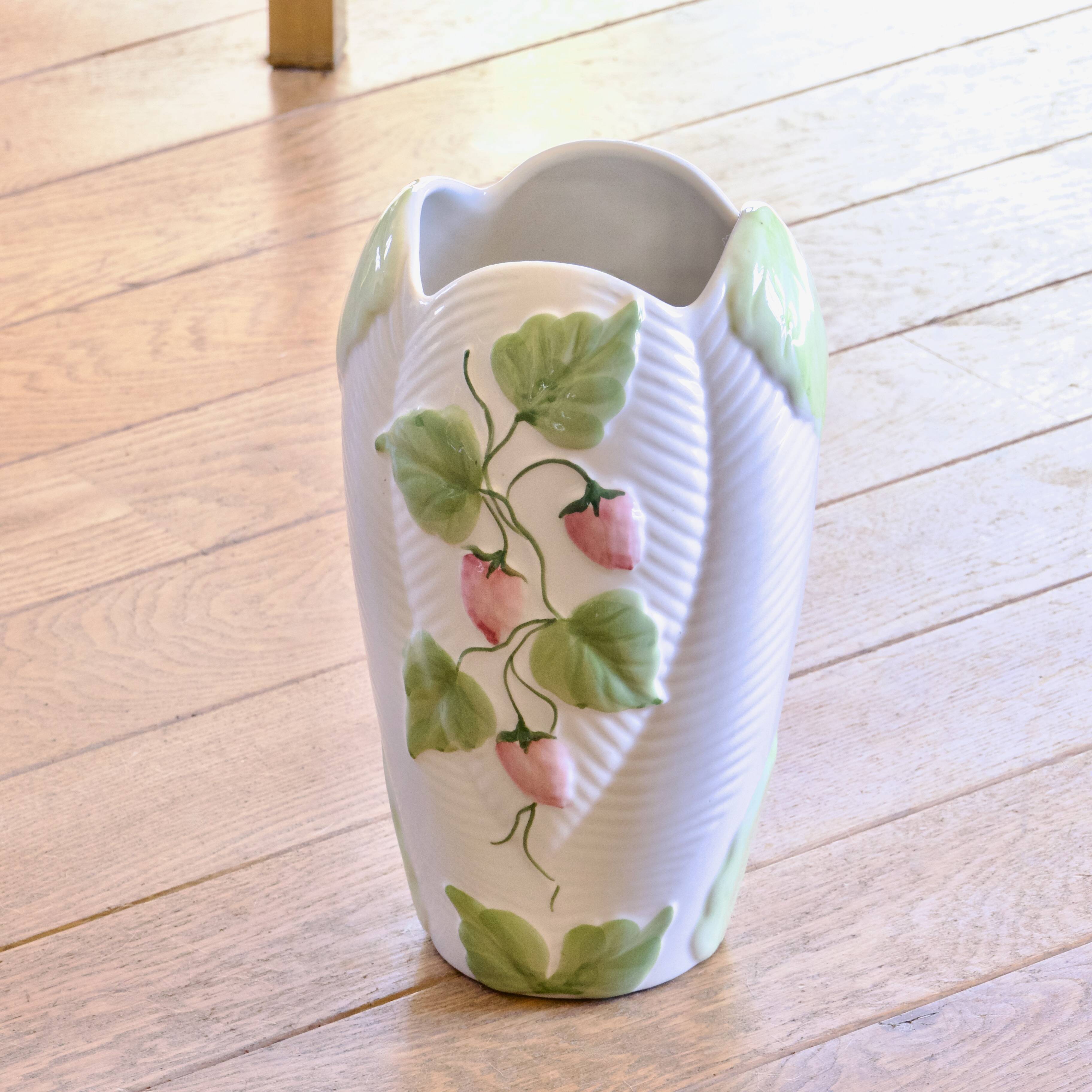Large vintage strawberry-shaped earthenware vase