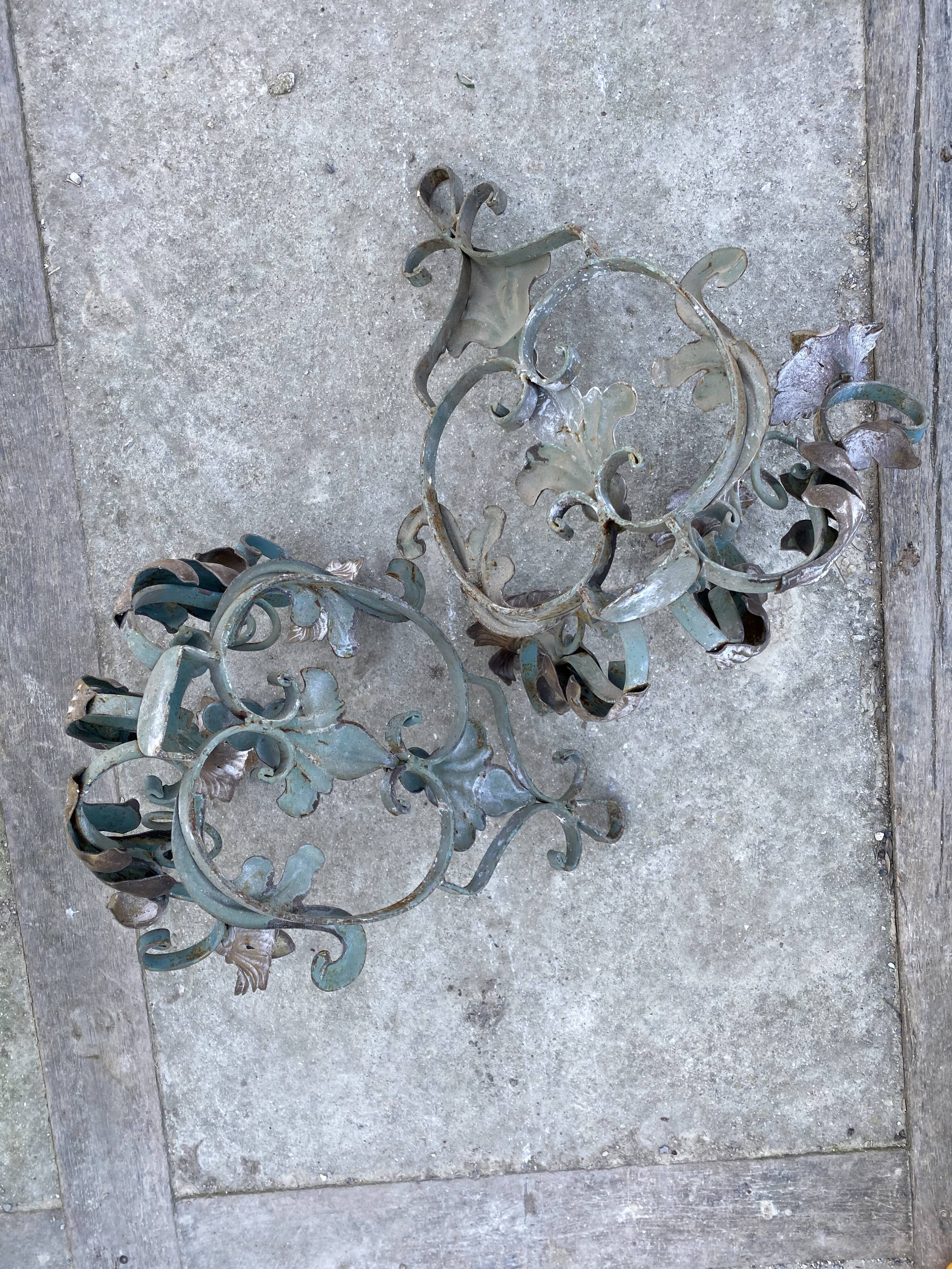 Pair of wrought iron wall lamps 1940