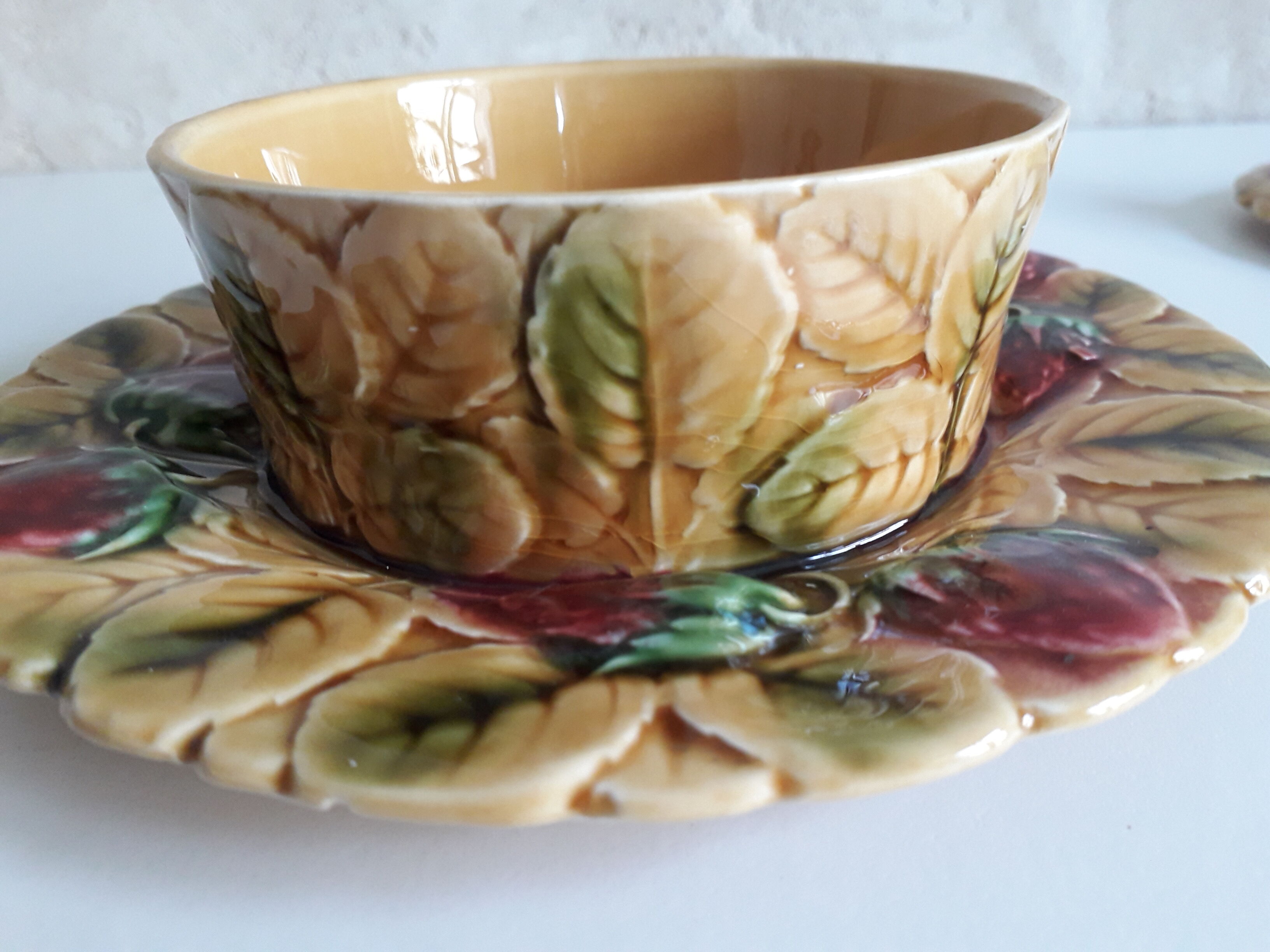 Jam maker, compotier, pot, candy slurry Sarreguemines strawberries