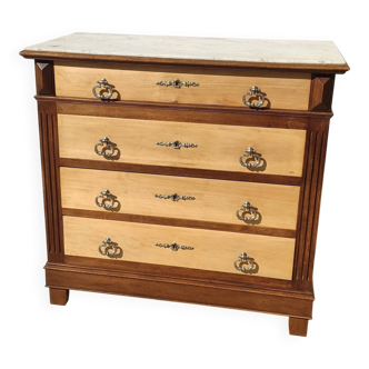Old chest of drawers, white marble top.