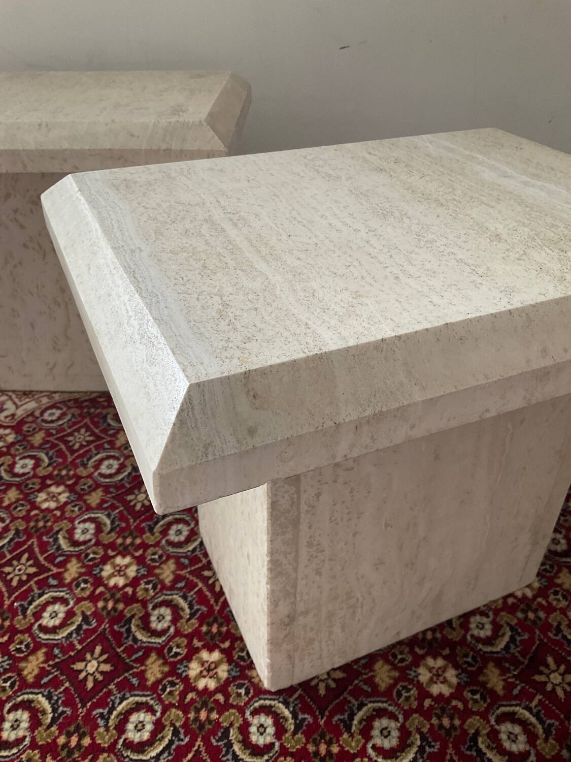 Duo of vintage travertine coffee tables and side tables