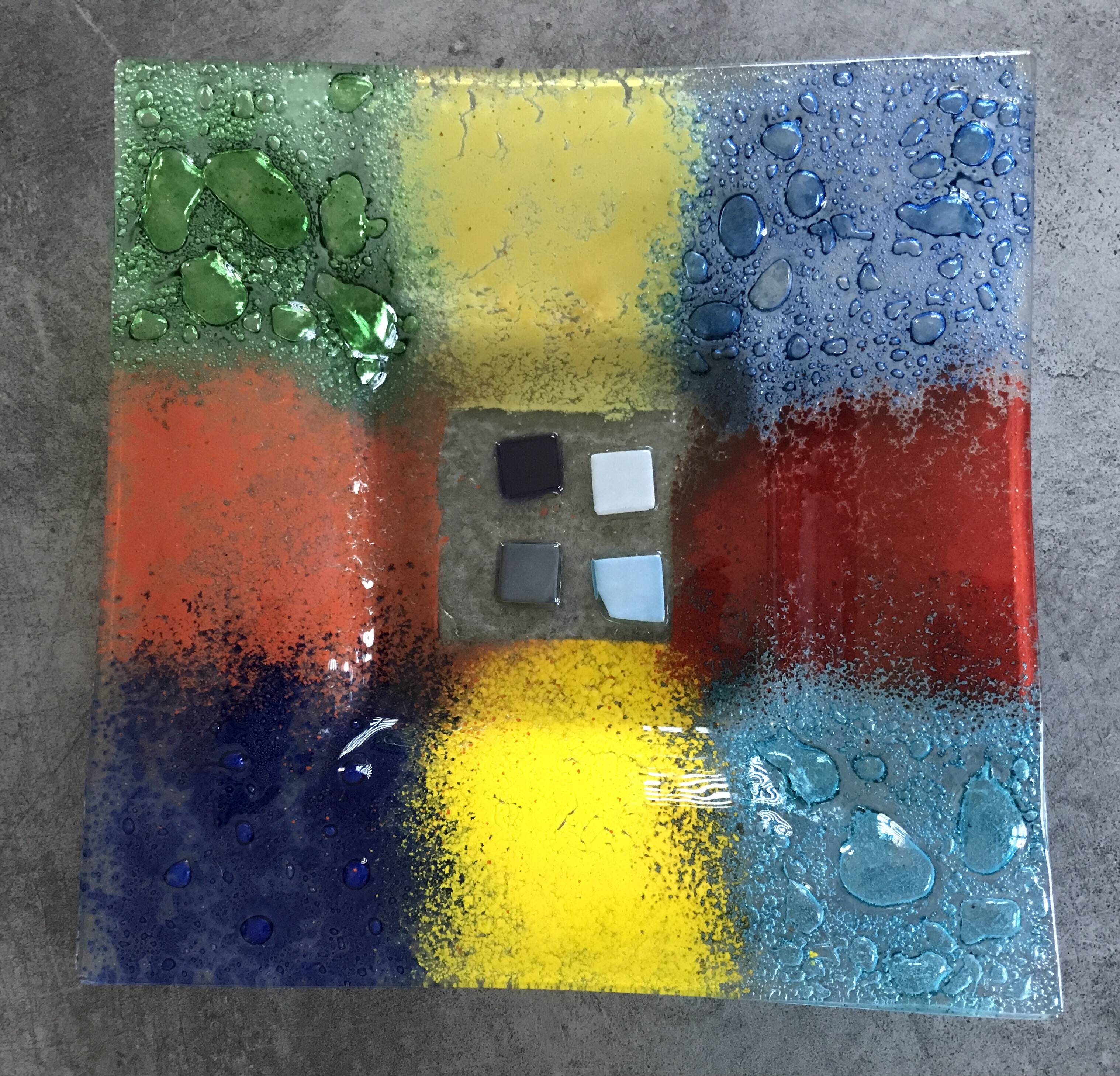 Murano art glass pocket tray, color blocks