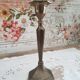 Brass candle holder high hexagonal foot