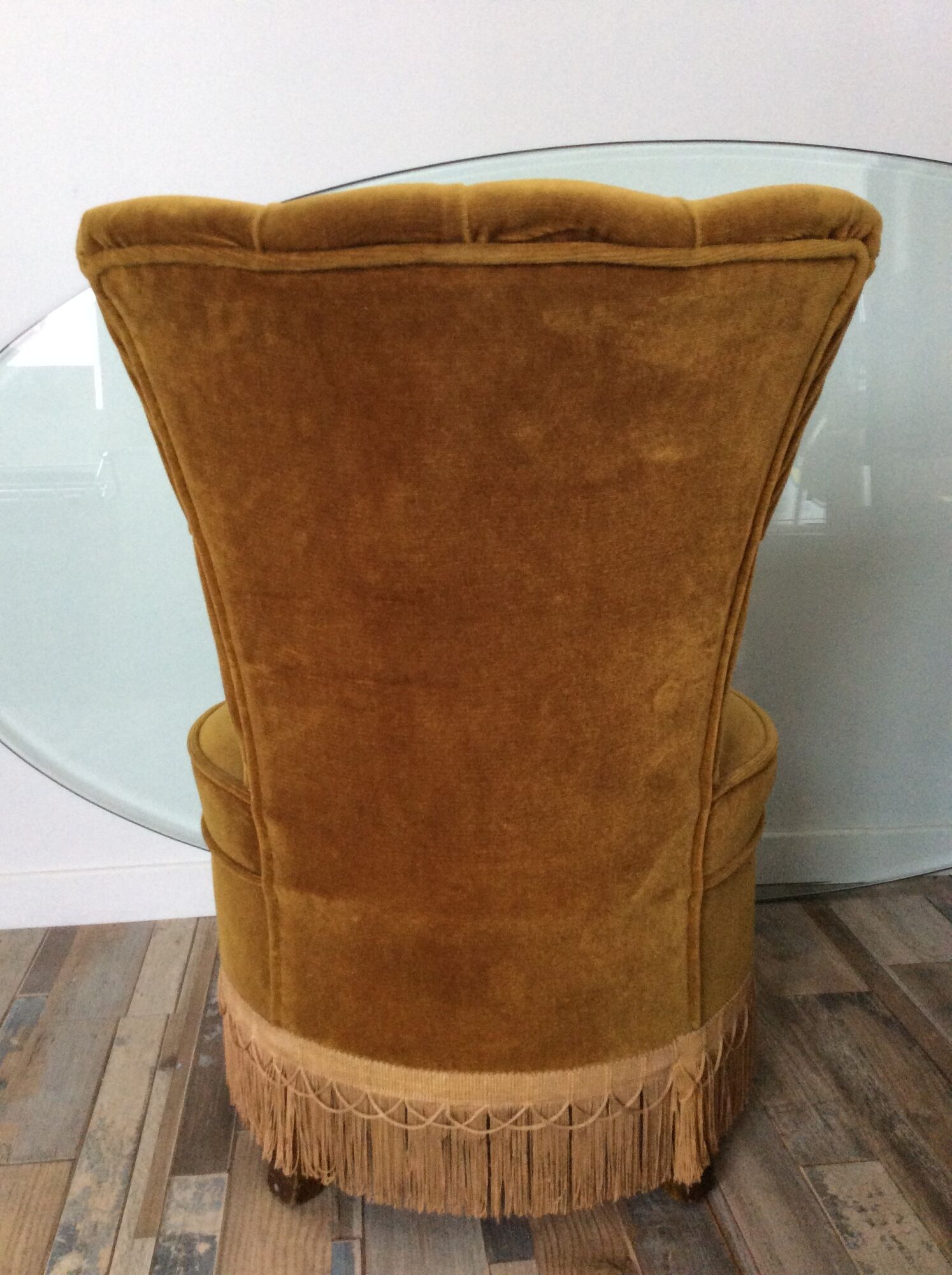 Toad armchair of the 60s and 70s in mustard yellow velvet