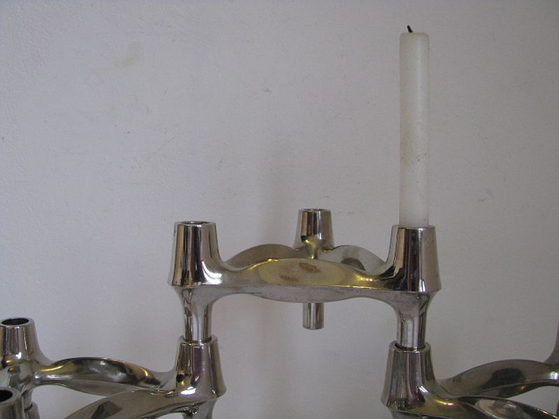 Set Of 5 , 1970s " Bmf " Modular Candle Holders Designed By Fritz Nagel & Ceasar Stoffi