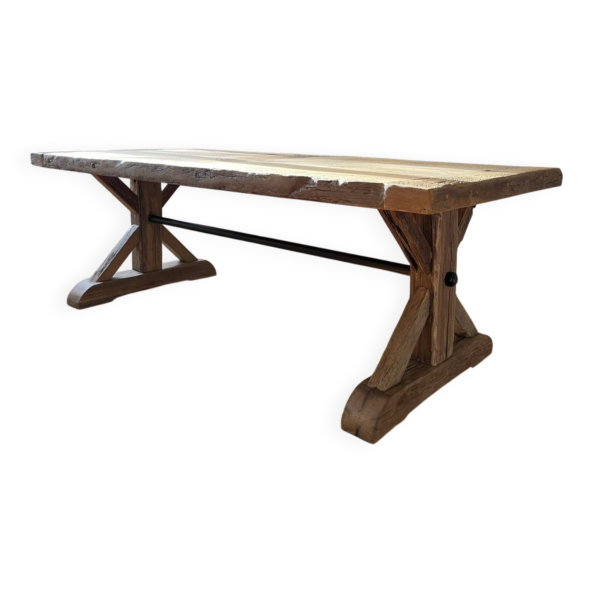 Antique solid oak farmhouse table with star legs - length 200 cm