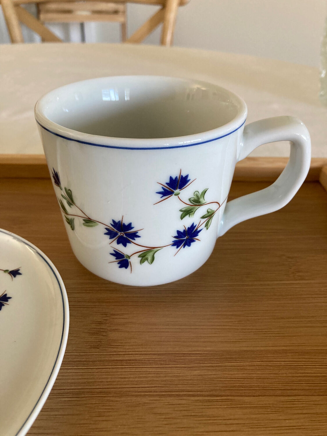 Tasse Bleuets tisanière / théïère Pillivuyt complète décor Barbeau