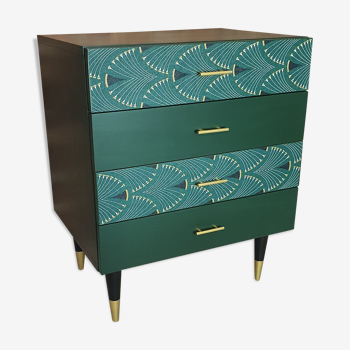 Commode des années 1960 rénovée vert