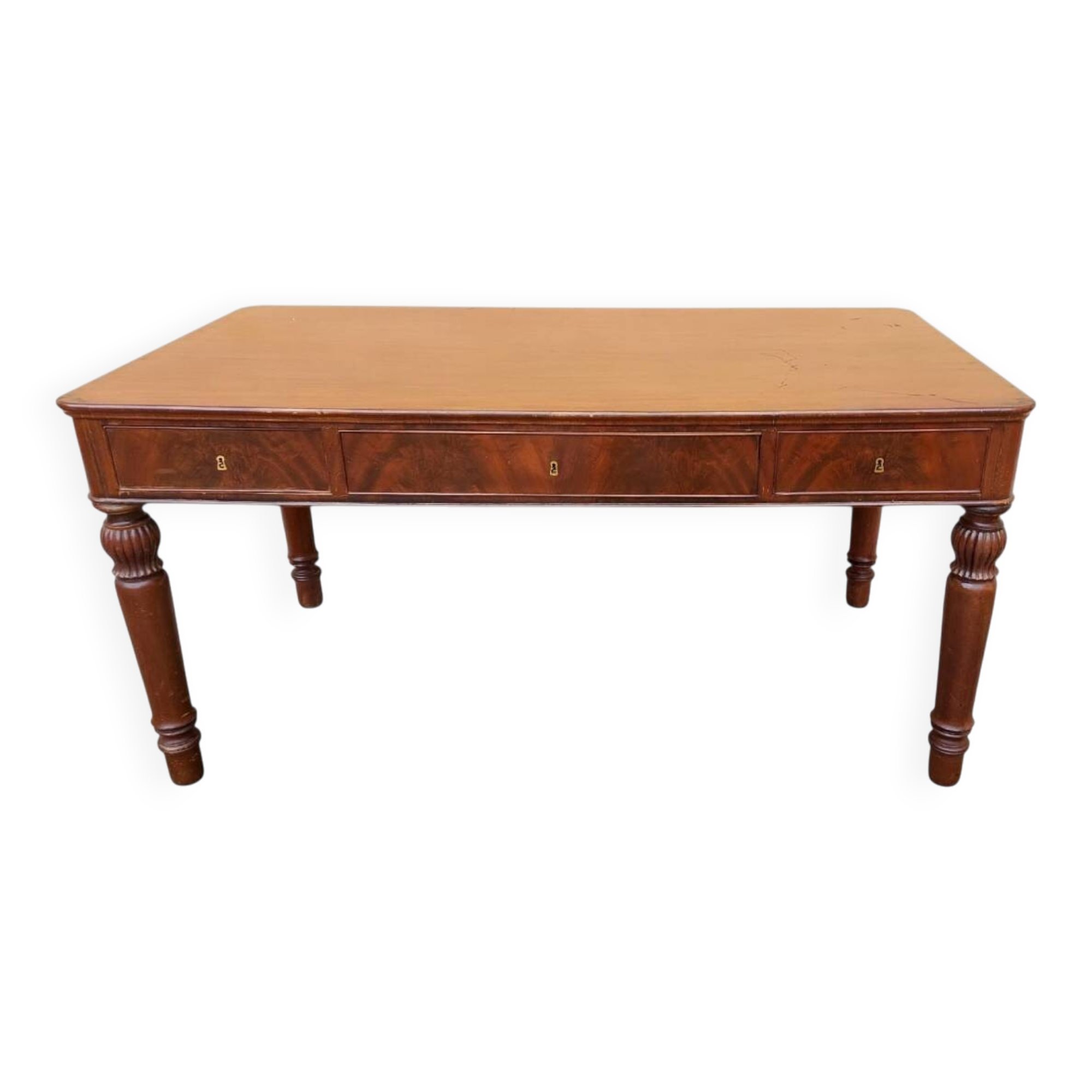 Antique writing table in mahogany, Louis Philippe style, Austria, 19th century.