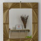 Mirror with straw marquetry frame