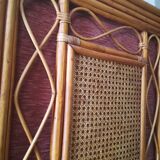 Wardrobe in rattan, caning and velvet