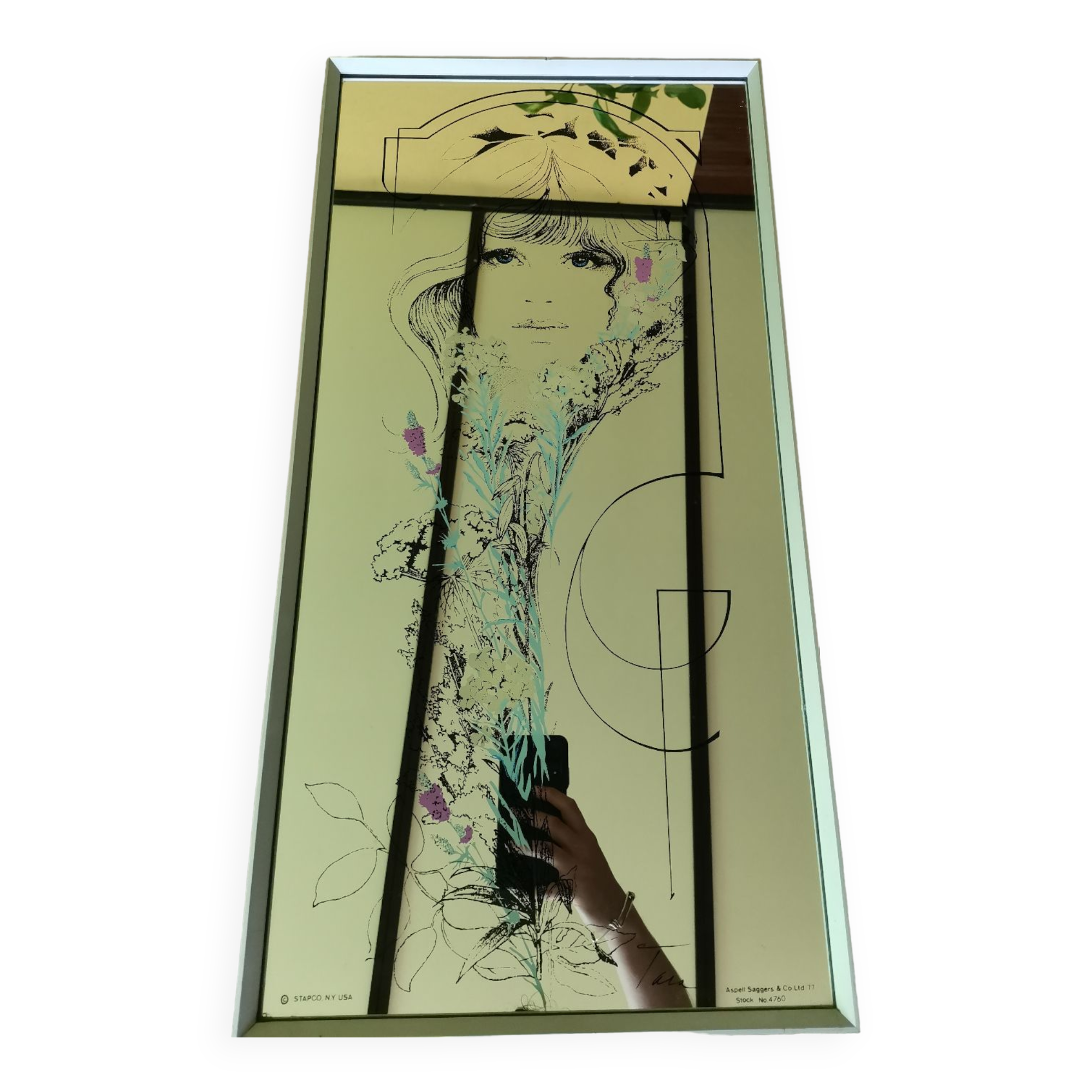Miroir sérigraphié Stapco USA Tara Aspell Saggers 62x31cm | Selency