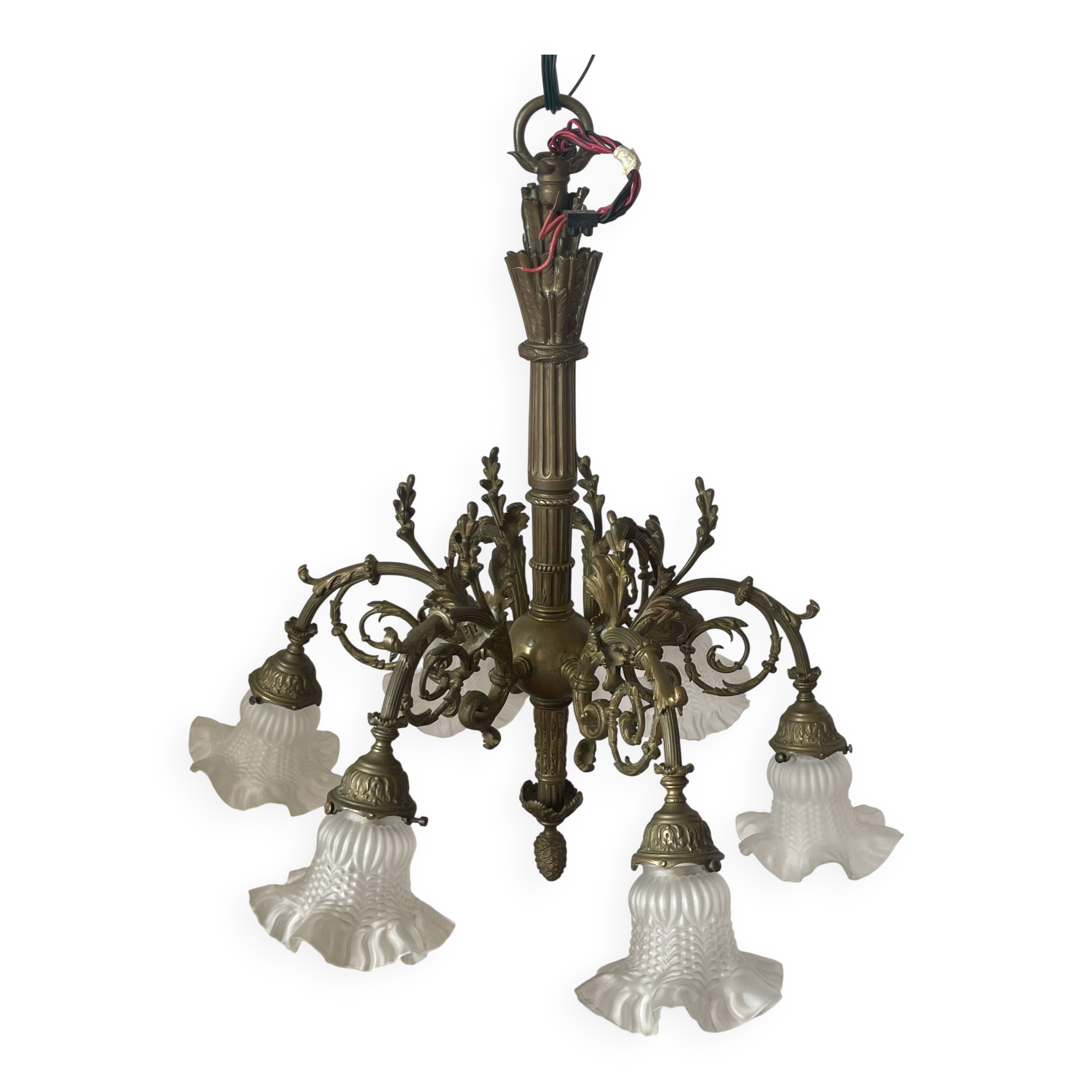 Brass chandelier with 6 branches
