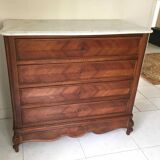 1940 chest of drawers inlaid wood and marble