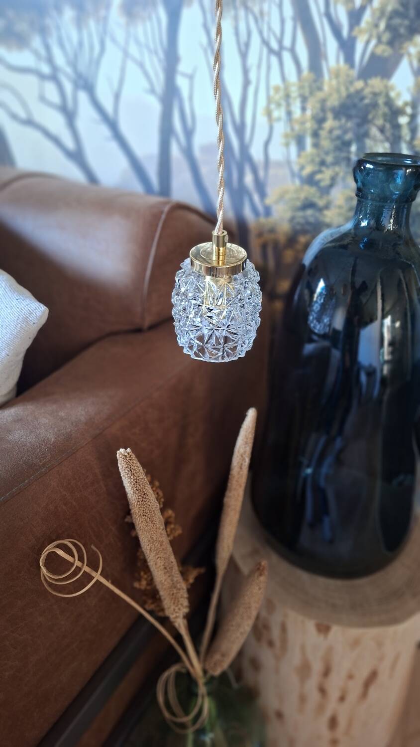 Vintage cut glass portable lamp