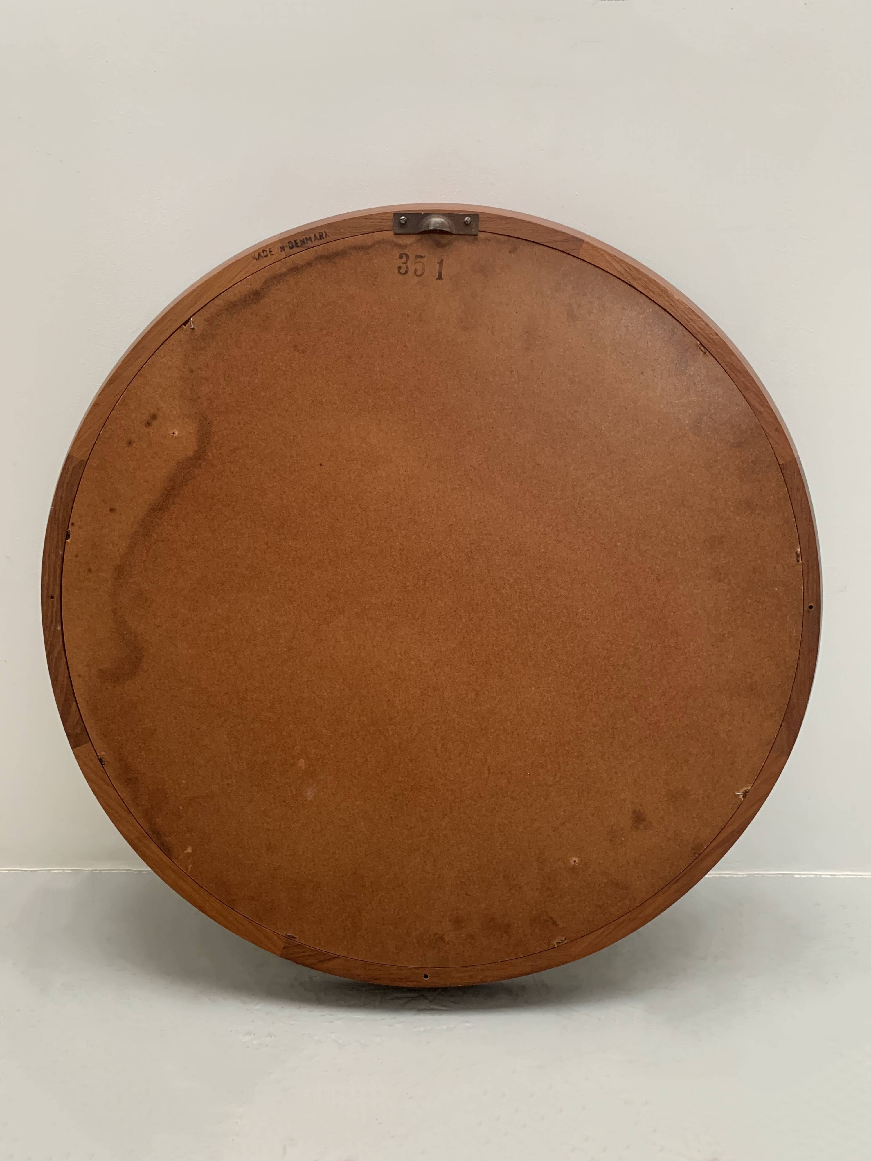 Scandinavian round teak mirror