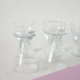 set of 5 blown glass wine glasses from the early 20th century