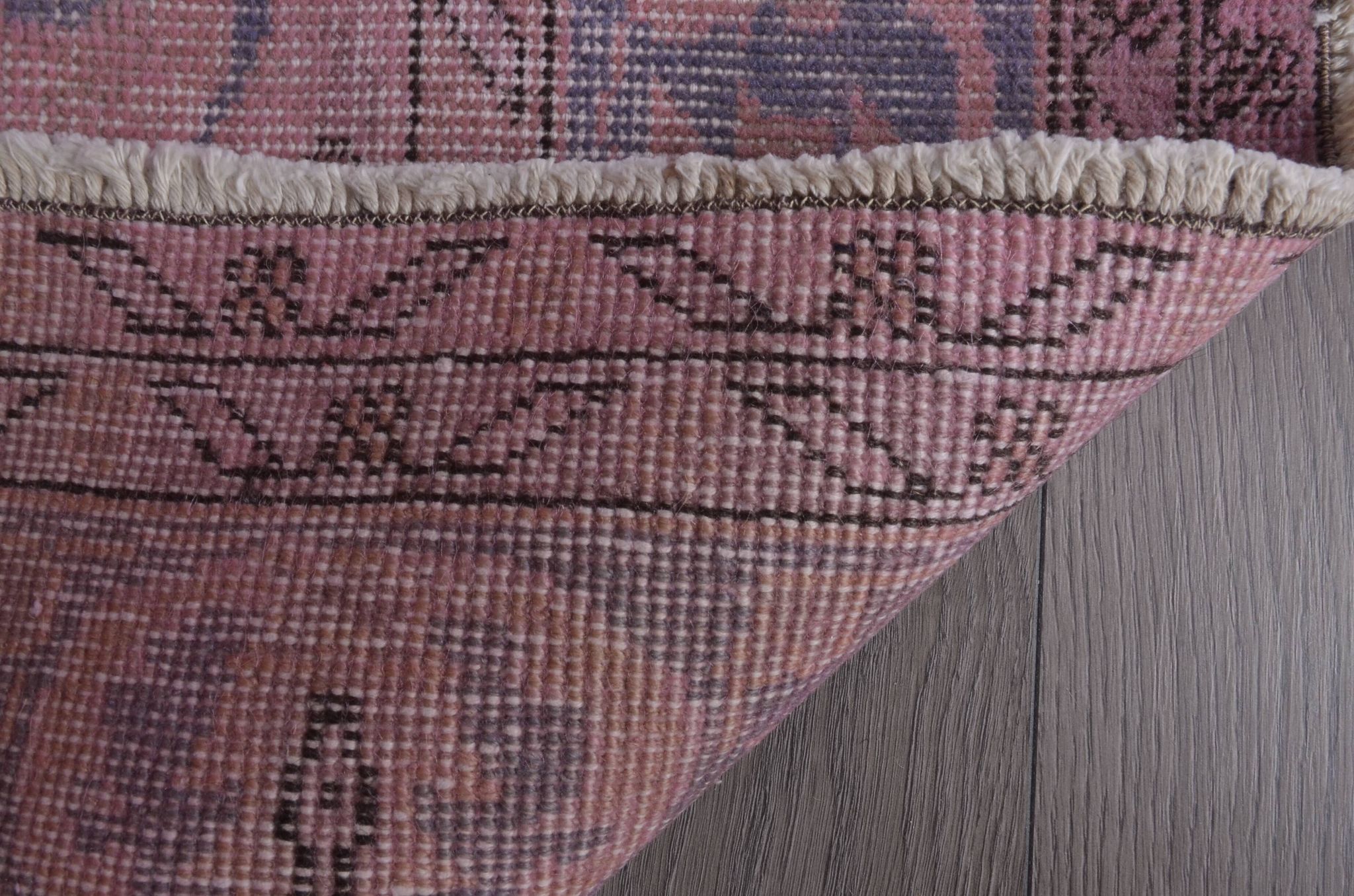 Tapis décoratif en laine noué à la main rose, sku 1917
