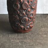 Large brown ceramic vase Carstens Tonnieshof (W. Germany) from the 1960s, with relief decoration.