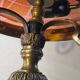 Lampe Art Nouveau autrichienne en bronze avec abat-jour en verre d'art de style Loetz