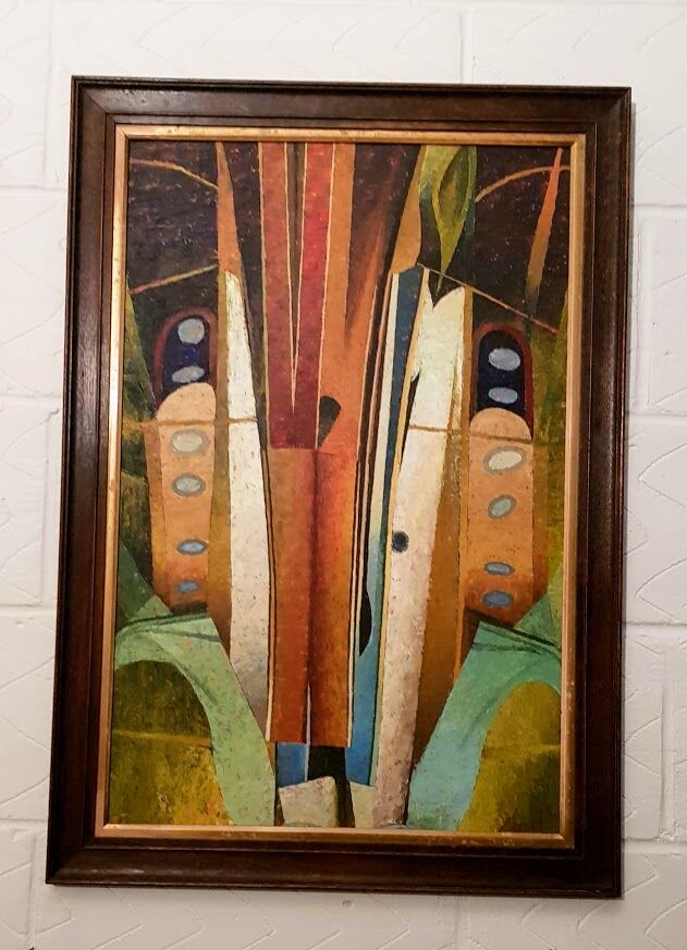 Abstract Painting on board, framed, circa 1970s