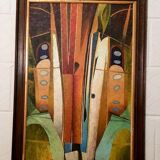 Abstract Painting on board, framed, circa 1970s