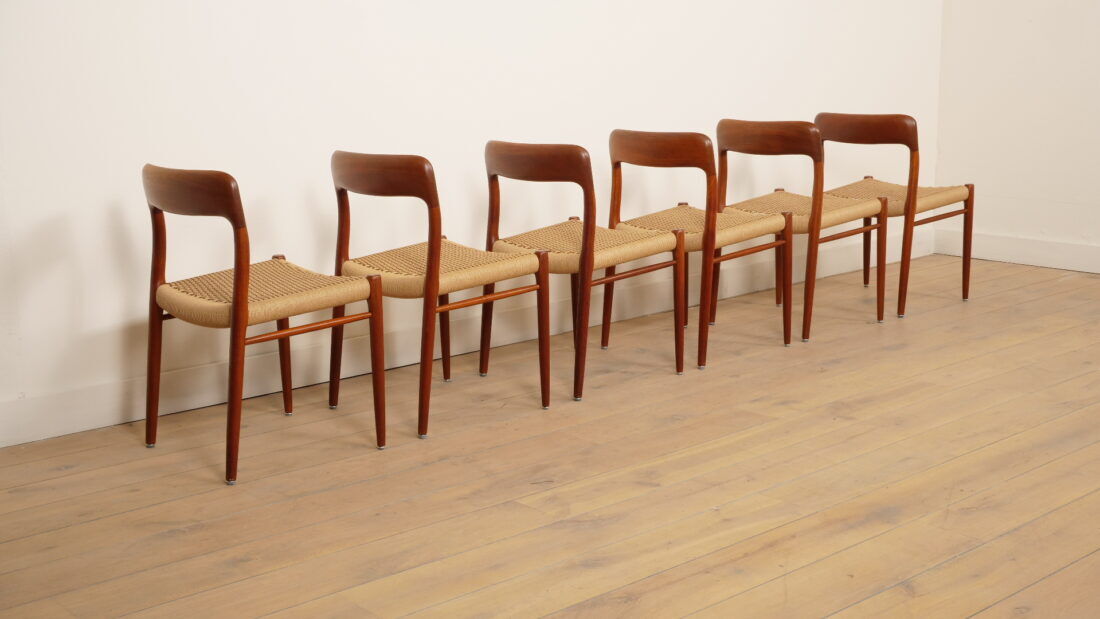 6 x vintage dining chairs | Niels Otto Møller | Model 75 | Teak