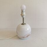 Table lamp in white opal glass, with pink details/decoration