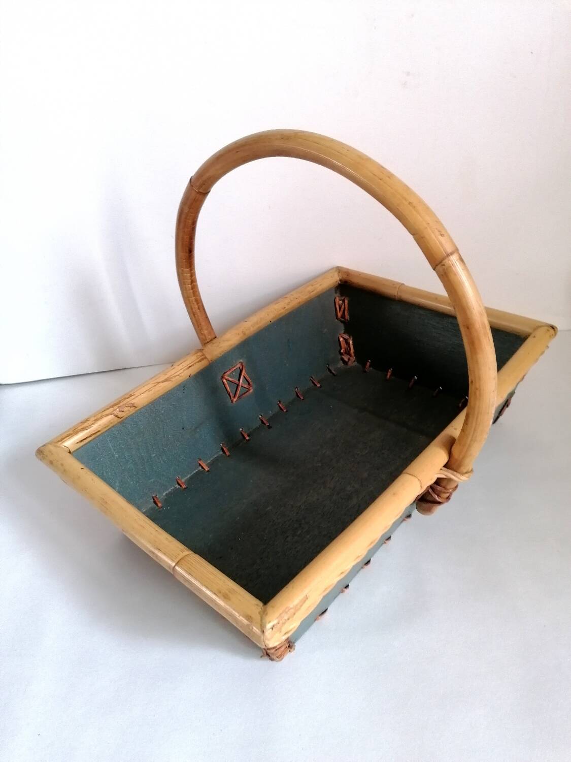 Wood and bamboo picking basket