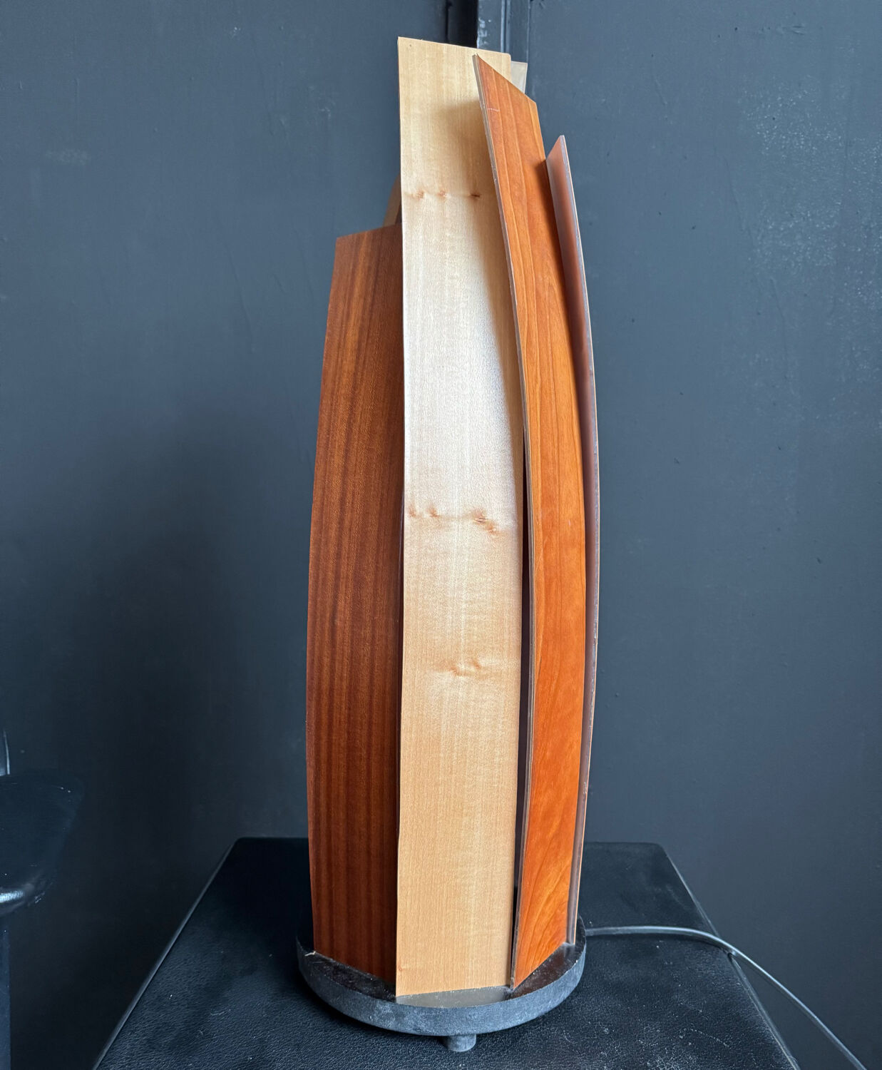 Wood slat lamp in Scandinavian style