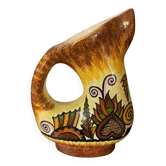 Pichet quimper fouillen faience annees 50/60 forme oblique decor ajoncs