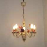 Lustre en métal à décor floral, France