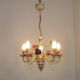 French Vintage Deep Pink Rose And Green Leaf 5-Light Candlestick