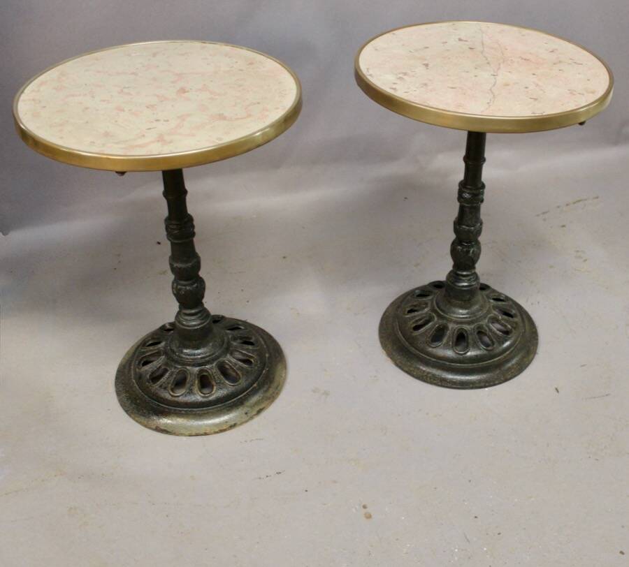 Pair of Comblanchien Marble Top Bistro Tables
