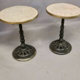 Paire De Tables De Bistrot Dessus Marbre Comblanchien