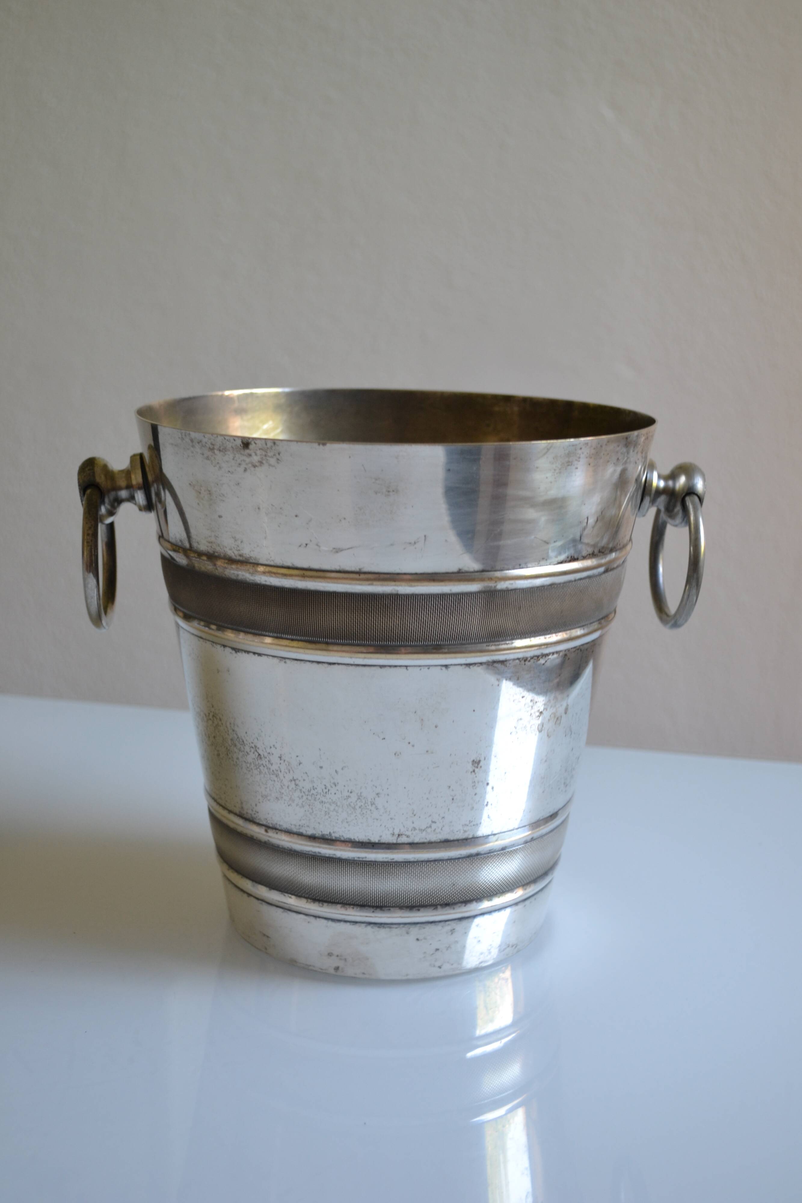 Silver-plated ice or champagne bucket with goldsmith's hallmark