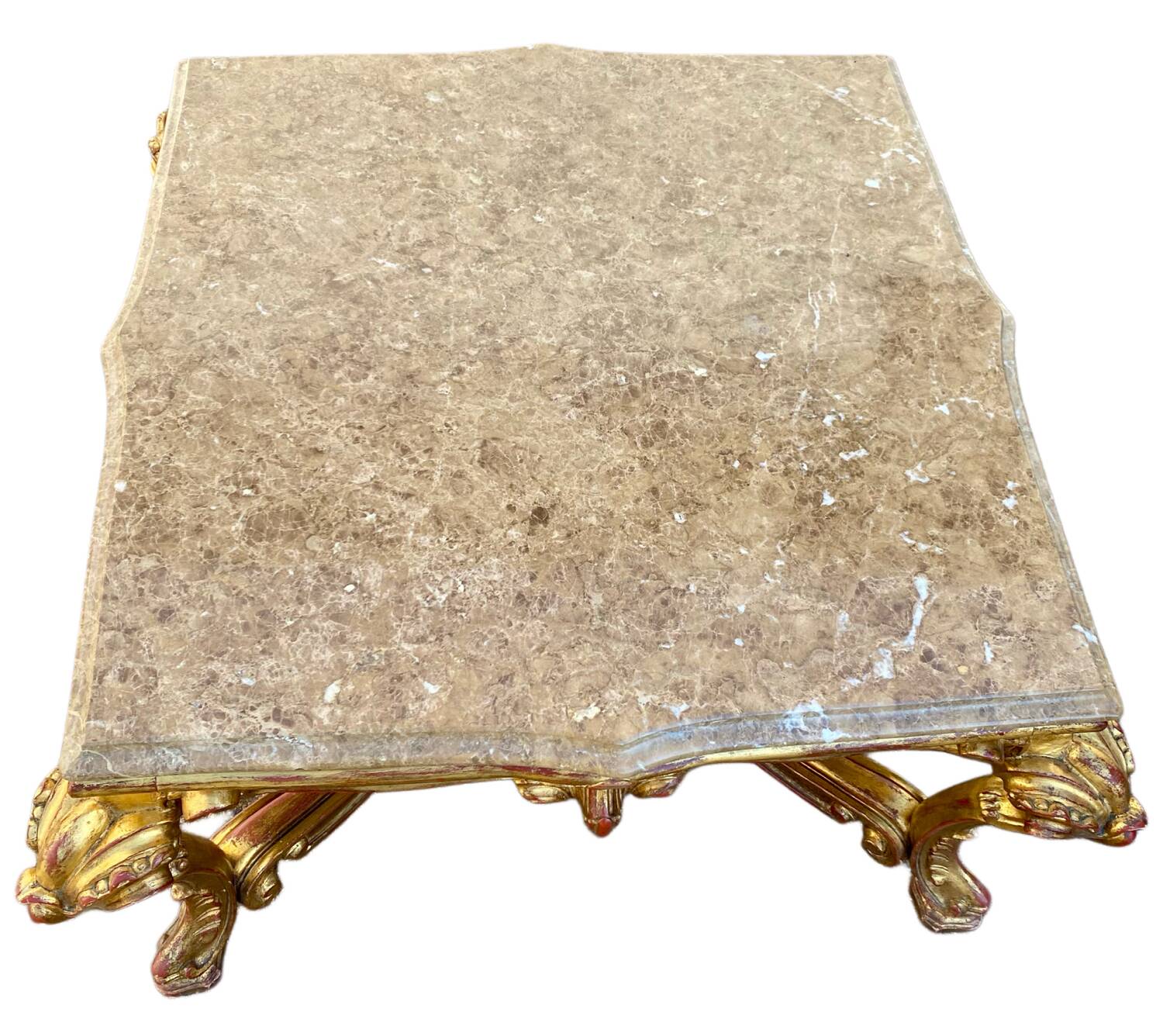 Table de milieu en bois doré table basse Louis XVI