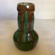 Vase bicolore vert et marron grès céramique