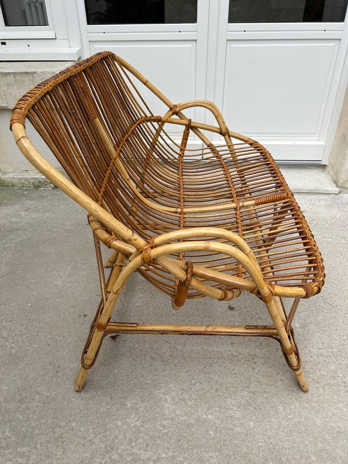 Vintage rattan bench